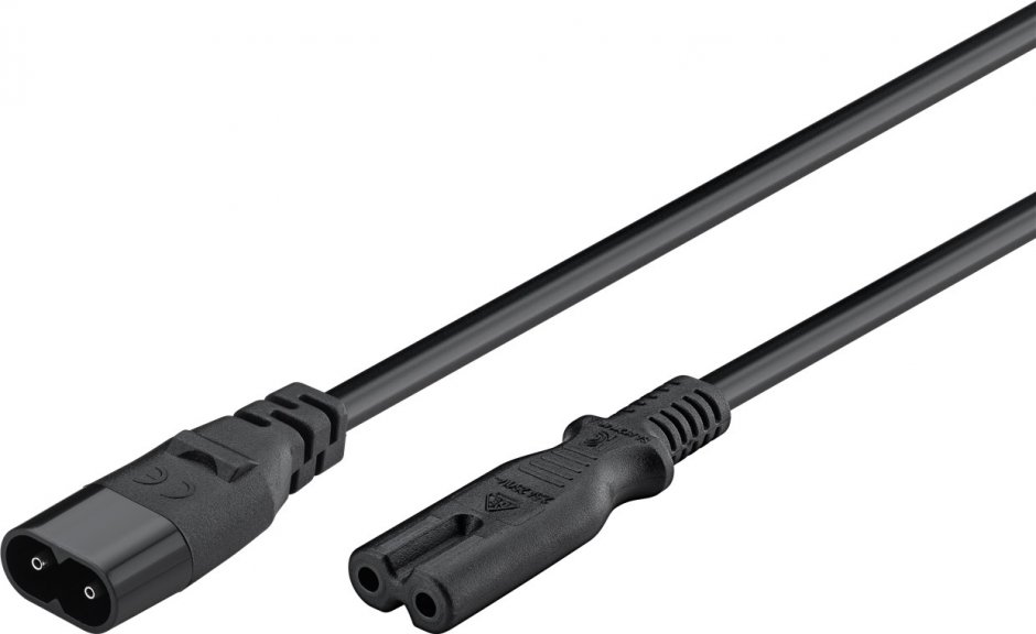 Cablu prelungitor alimentare casetofon IEC C7 - C8 T-M 2m Negru, Goobay 97201