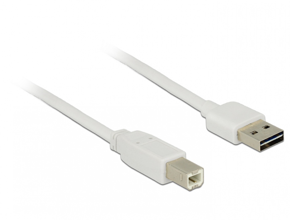 Cablu EASY-USB 2.0 tip A la USB-B T-T 3m Alb, Delock 85154
