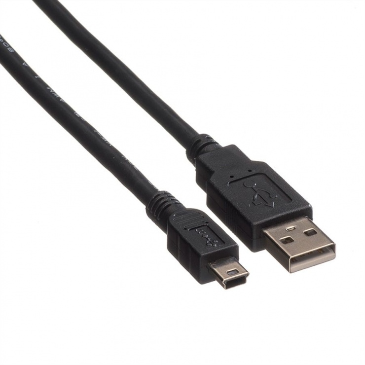 Cablu USB-A la mini USB 5 pini 1.8m, Roline 11.02.8719