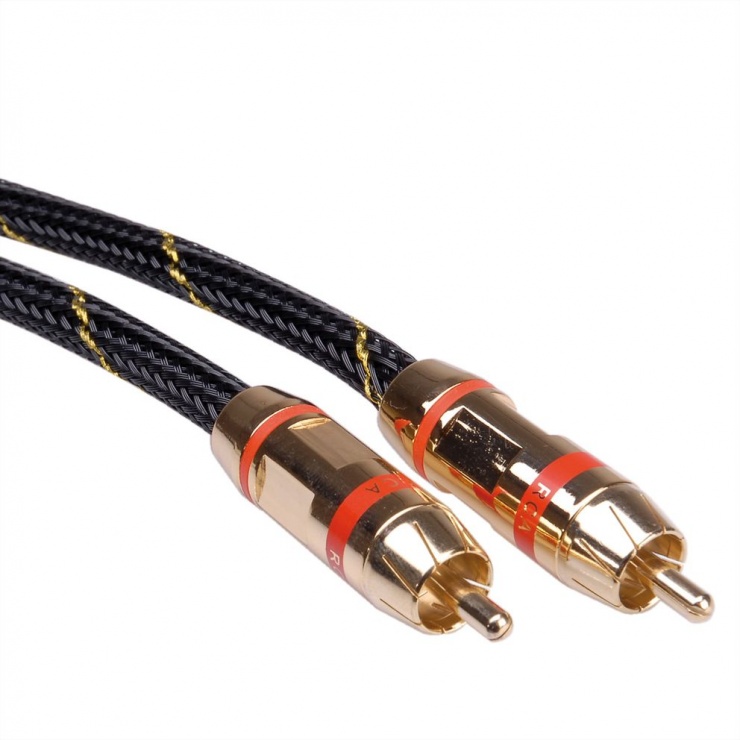 Cablu audio GOLD RCA T-T ecranat 5m rosu, Roline 11.09.4251