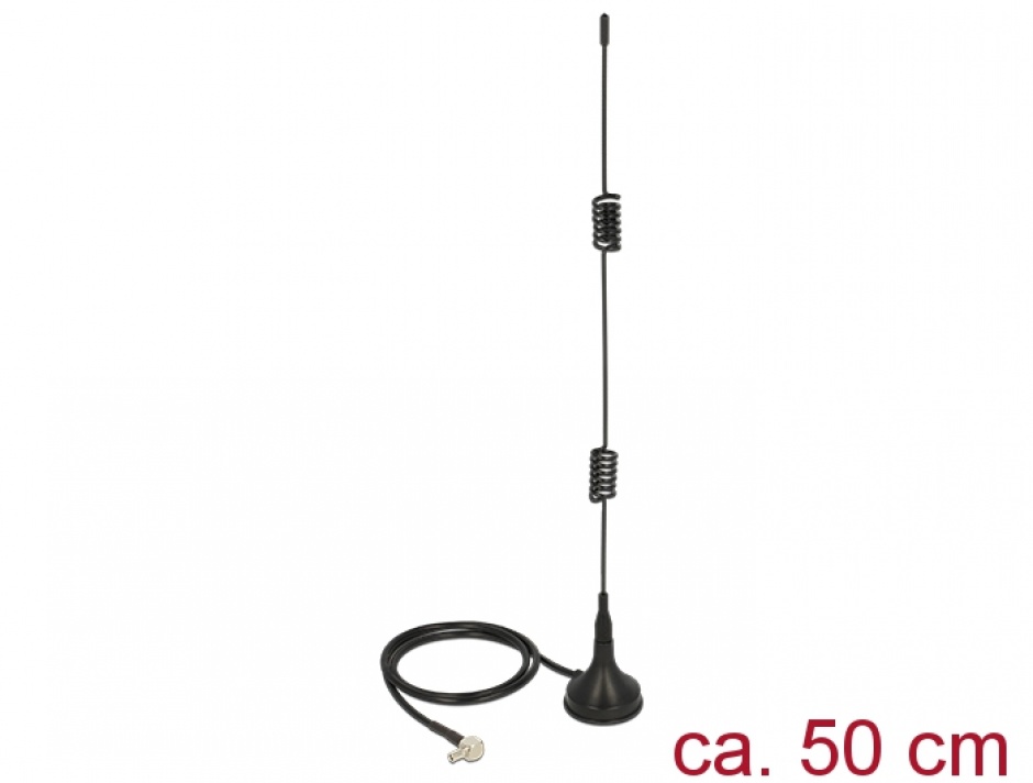 Antena LTE TS-9 Bluetooth / GSM / UMTS / WLAN 2.4 GHz / Z-Wave / ZigBee 2 - 3 dBi omnidirectionala cu baza fixa magnetica, Delock 12480