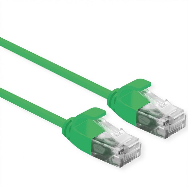 Cablu de retea Slim cat 6A UTP LSOH 0.15m Verde, Roline 21.15.3930