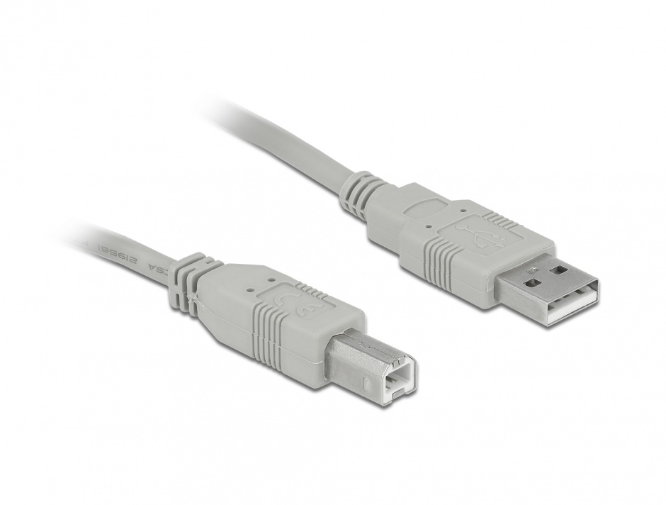 Cablu de imprimanta USB-A 2.0 la USB-B 1.8m T-T Gri, Delock 82215