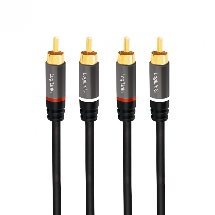 Cablu 2 x RCA la 2 x RCA T-T 3m Negru, Logilink CA1206