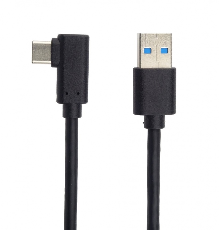 Cablu USB 3.0-C unghi 90 grade la USB-A 0.5m T-T Negru, KU31CZ05BK