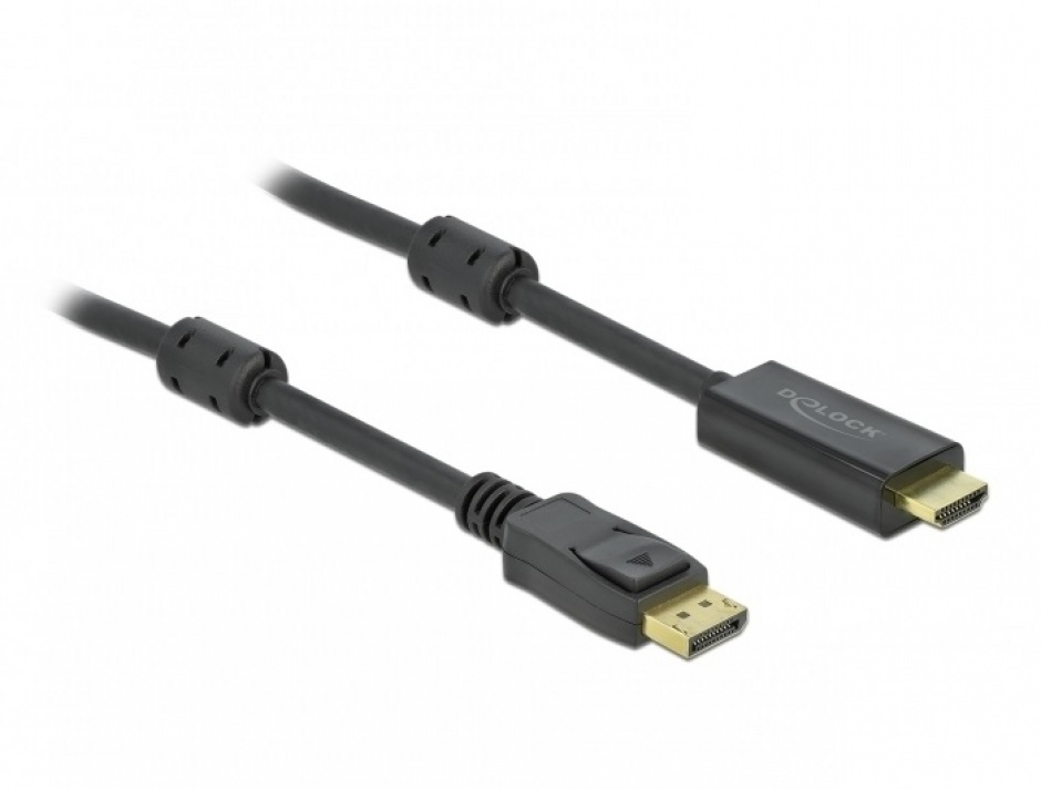 Cablu activ DisplayPort 1.2 la HDMI 4K60Hz T-T 10m Negru, Delock 85960