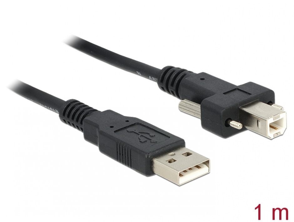Cablu imprimanta USB la USB-B 2.0 1m cu suruburi, Delock 83594