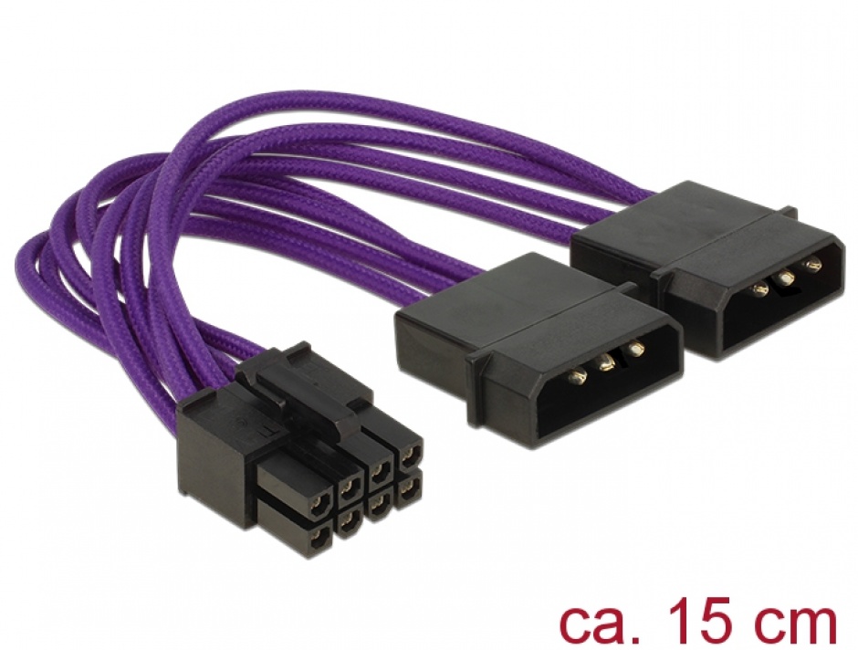 Cablu de alimentare 8 pini EPS la 2 x Molex, Delock 83703