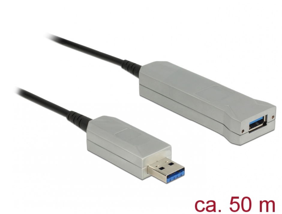 Cablu prelungitor USB 3.0 optic activ T-M 50m, Delock 83740