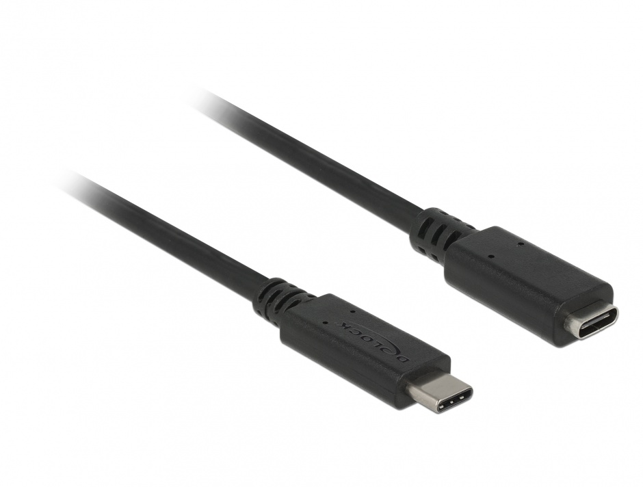 Cablu prelungitor USB 3.2 Gen2 tip C T-M 3A 1m Negru, Delock 85533