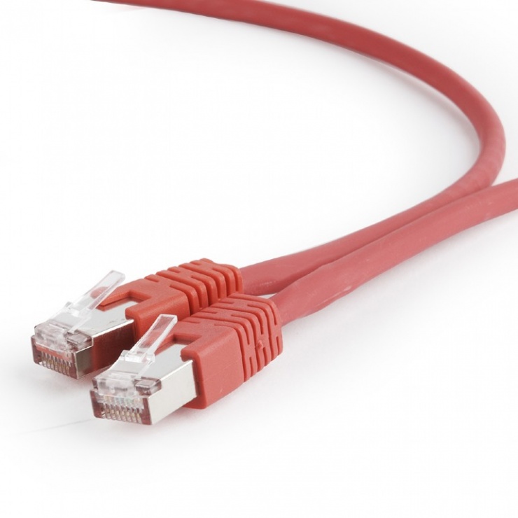 Cablu de retea RJ45 SFTP cat 6A LSOH 0.5m Rosu, Gembird PP6A-LSZHCU-R-0.5M