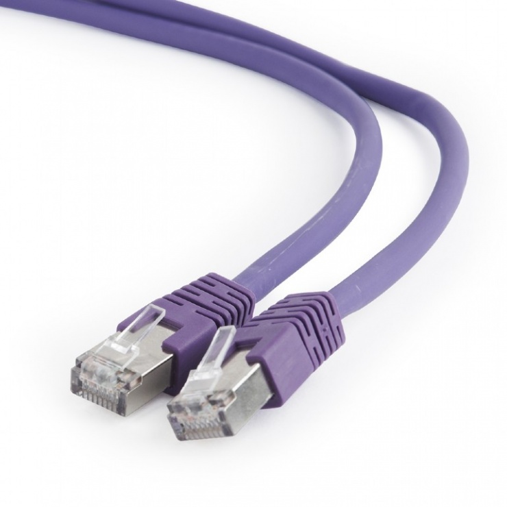Cablu de retea RJ45 SFTP cat 6A LSOH 0.5m Mov, Gembird PP6A-LSZHCU-V-0.5M