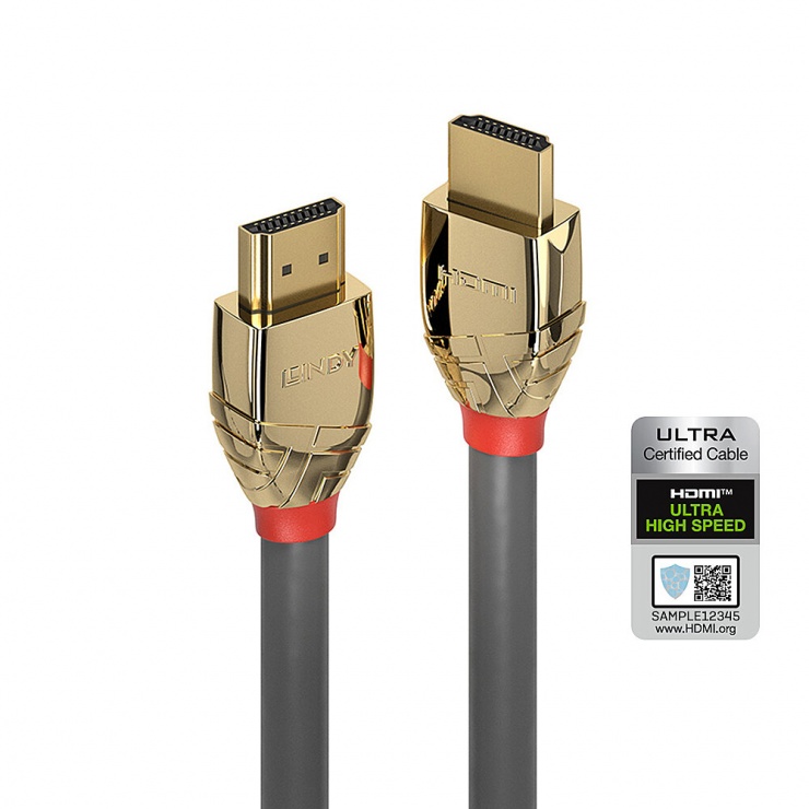 Cablu Ultra High Speed HDMI 10K@120Hz Gold Line T-T 1m, Lindy L37601