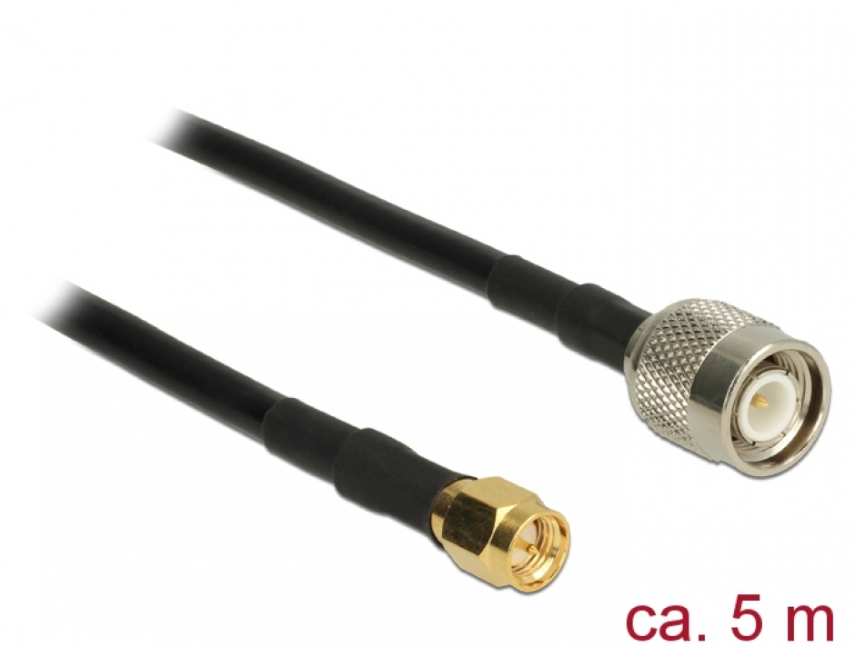 Cablu TNC Plug la SMA Plug CFD200 5m low loss, Delock 89505