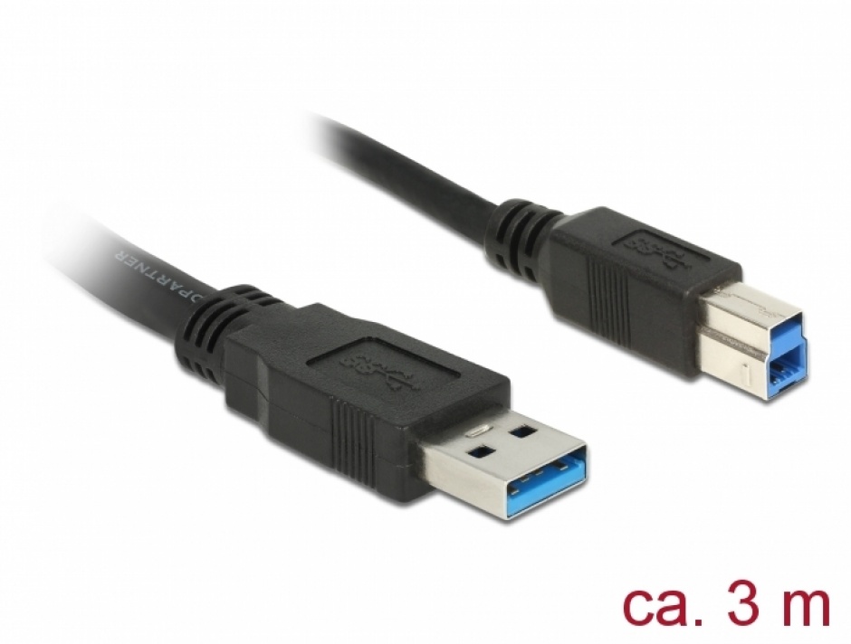 Cablu USB 3.0-A la USB-B 3m T-T Negru, Delock 85069