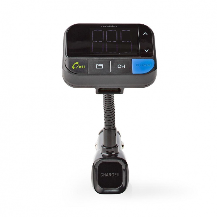 Incarcator auto 2 x USB 2.1A + modulator FM + Bluetooth + MicroSD, Nedis CATR102BK