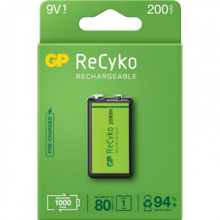 Acumulator ReCyco 200mAh 9V NiMH, GP Batteries GPRHV208R075