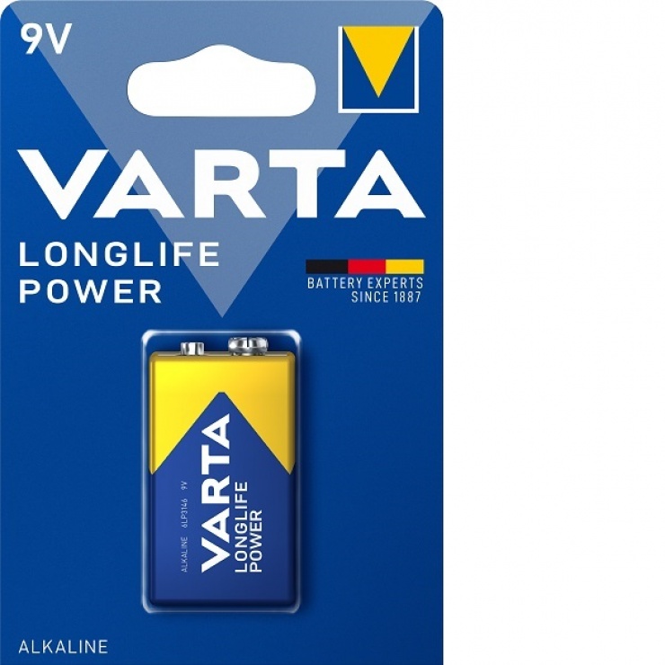 Baterie alkalina 9V LongLife Power, Varta