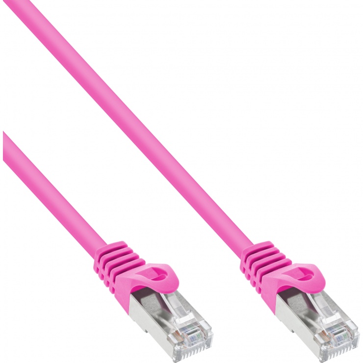 Cablu de retea RJ45 S/FTP Cat.5e 0.25m Roz, InLine IL72522M