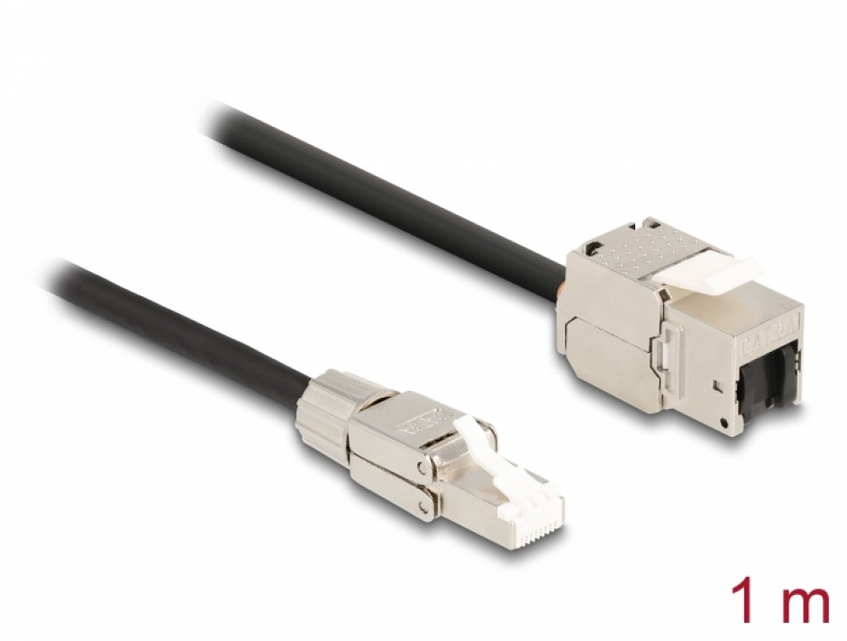 Cablu prelungitor RJ45 SFTP Cat.6A 1m, Delock 87206