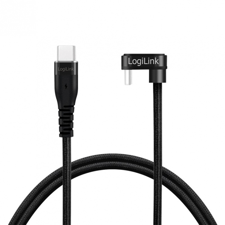Cablu USB 2.0 type C drept/unghi 180 grade T-T 1m, Logilink CU0190