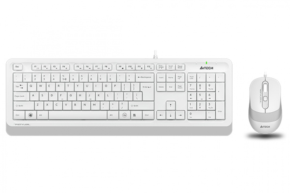 Kit Tastatura + mouse A4Tech Fstyler USB Alb/Gri, F1010-W