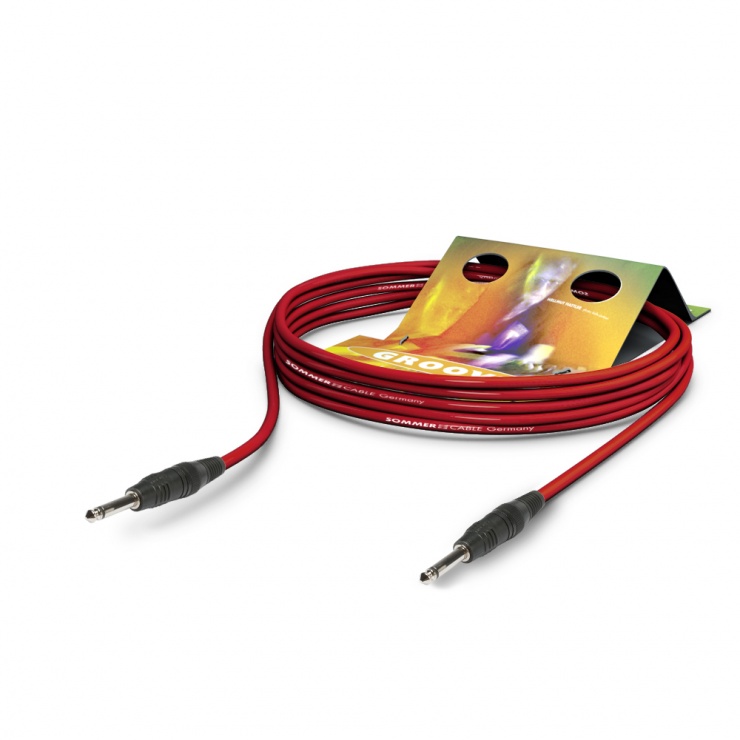 Cablu audio Tricone(R) MKII jack mono 6.35mm T-T 6m Rosu, Hicon TRRJ-0600-RT