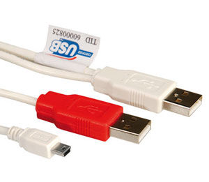 Cablu USB 2.0 Y alimentare A - mini 5pm Roline