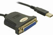 Cablu convertor USB - paralel, DB25 Mama, Delock