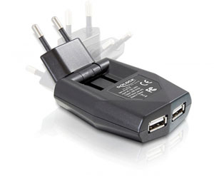 Incarcator priza rabatabil la 2 x USB, Navilock 61863