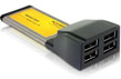 Placa ExpressCard 4 X USB 2.0, Delock 66207