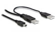 Delock Cable 2x USB2.0-A male > USB mini 5-pin