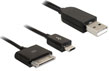 Cablu de date si alimentare USB iPhone si micro USB, Delock 82706