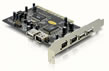 Placa PCI, 3 porturi USB 2.0 + 3 porturi Firewire 